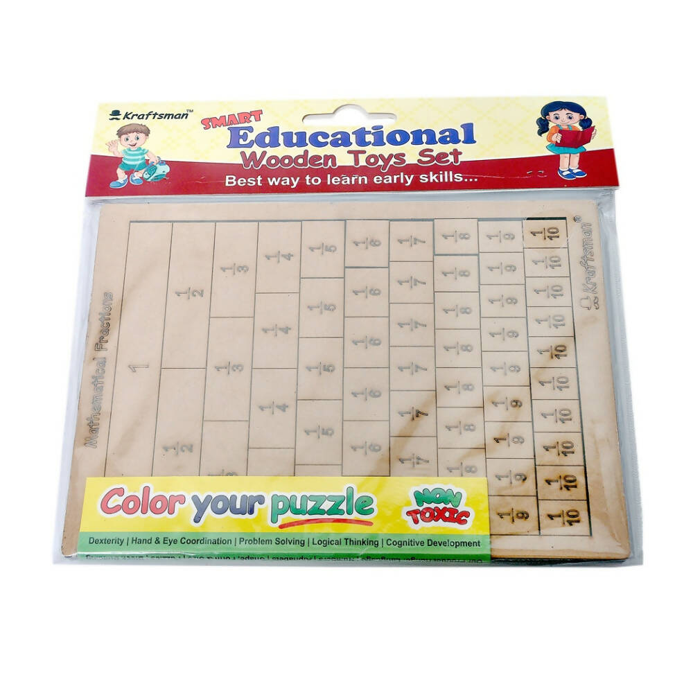 Kraftsman Mathematics Fractions Learning/Strips and Bars Learning and Puzzle Board | Color Kit Included