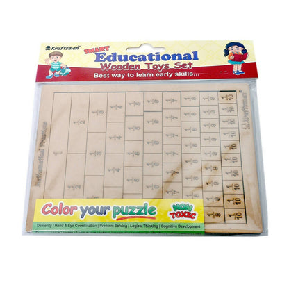 Kraftsman Mathematics Fractions Learning/Strips and Bars Learning and Puzzle Board | Color Kit Included