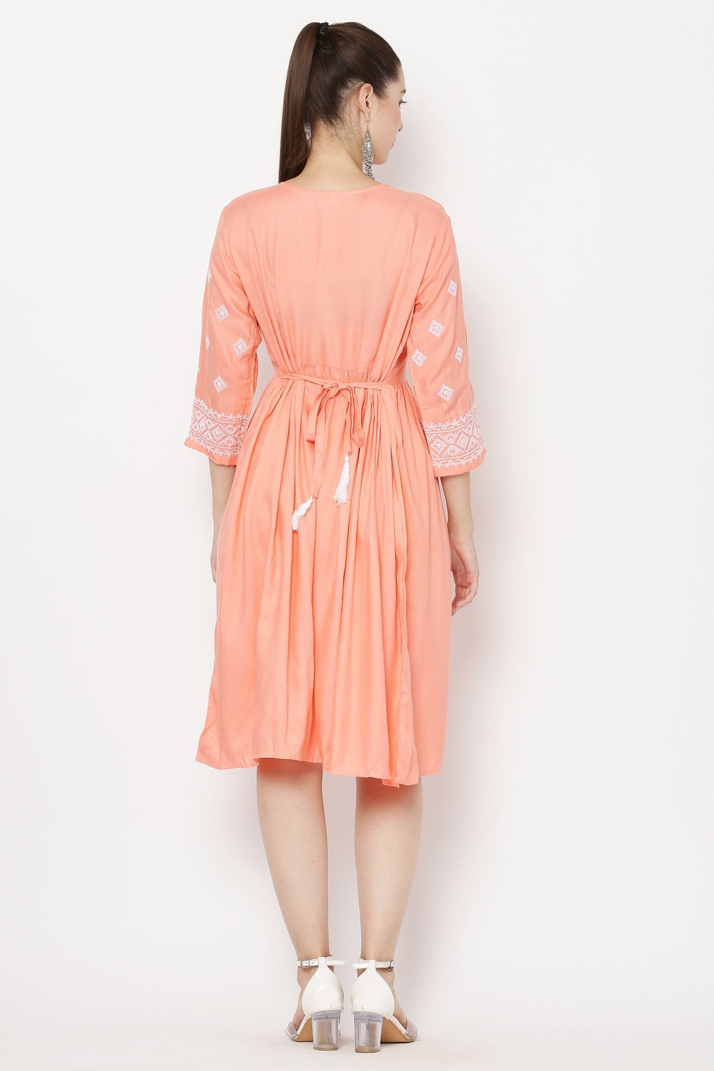 PAVONINE Mustard Color Burfi Design Embroidery Dress For Women