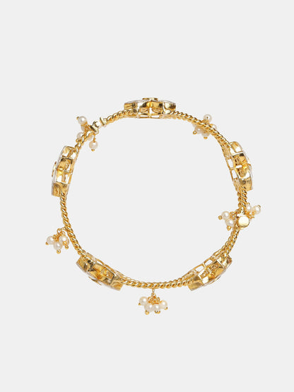 Ruby Raang 22k Gold Polished Kundan Bracelet