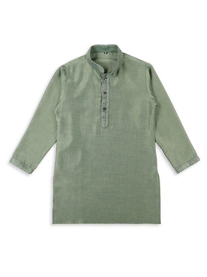 Joban Fashion Kids Island Embroidery Sequence Full Sleeves Kurta, Pyjama Set with Nehru Jacket - Green
