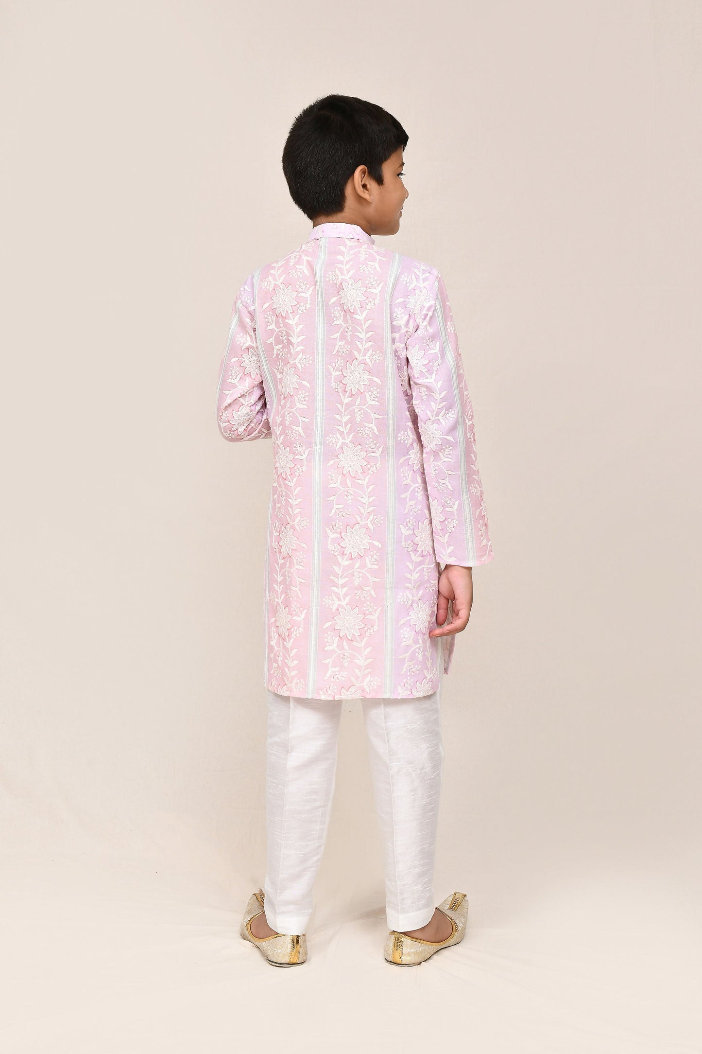 Joban Fashion Cotton Pink & Light Purple Kurta With Straight Fit Pant