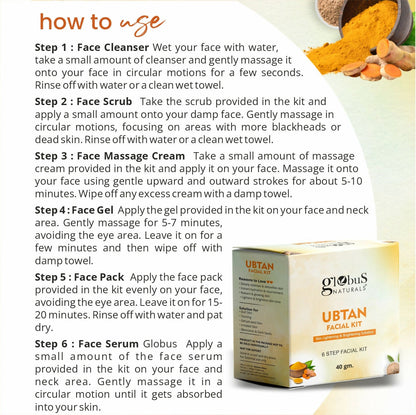 Globus Naturals Brightening Ubtan 6 Step Facial Kit