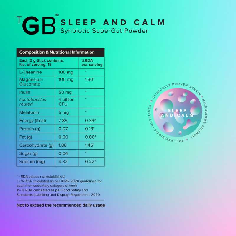 The Good Bug Sleep and Calm SuperGut Powder for Healthy Deep Sleep & Stress Relief 15 Days Pack
