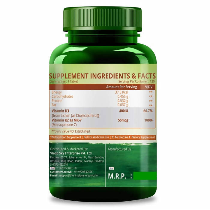 Himalayan Organics Vitamin D3 + K2 Tablets