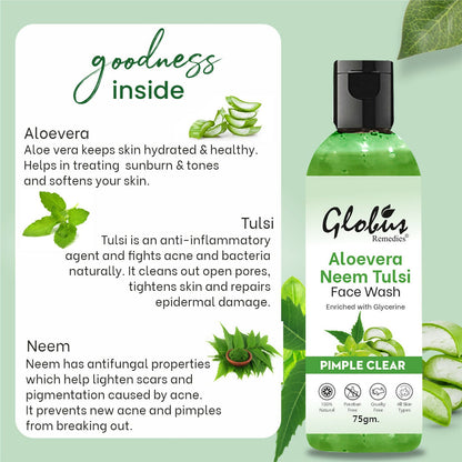 Globus Remedies Aloe vera Neem Tulsi Enriched With Glycerin & Oil Control Formula