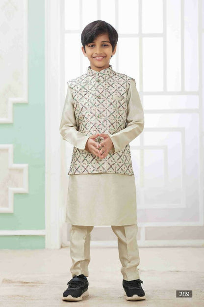Raivat Ethnic Art Silk Embroidery Work 3 Pics Jacket Set In Pista Green Colour