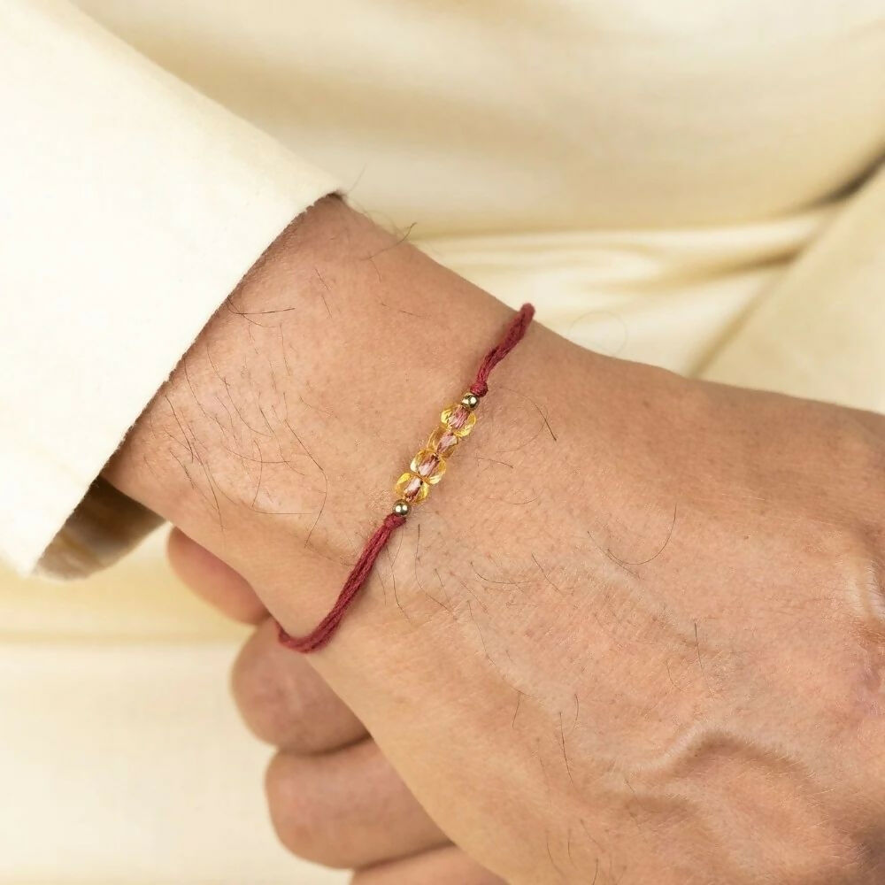 Indianvibez Bodh Abundance & Prosperity Real Crystal Stone Rakhi With Authenticity Certificate