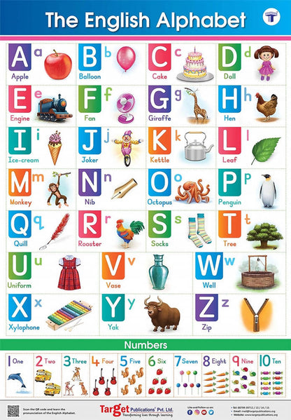 Jumbo English Alphabet and Numbers Hanging Chart for Kids