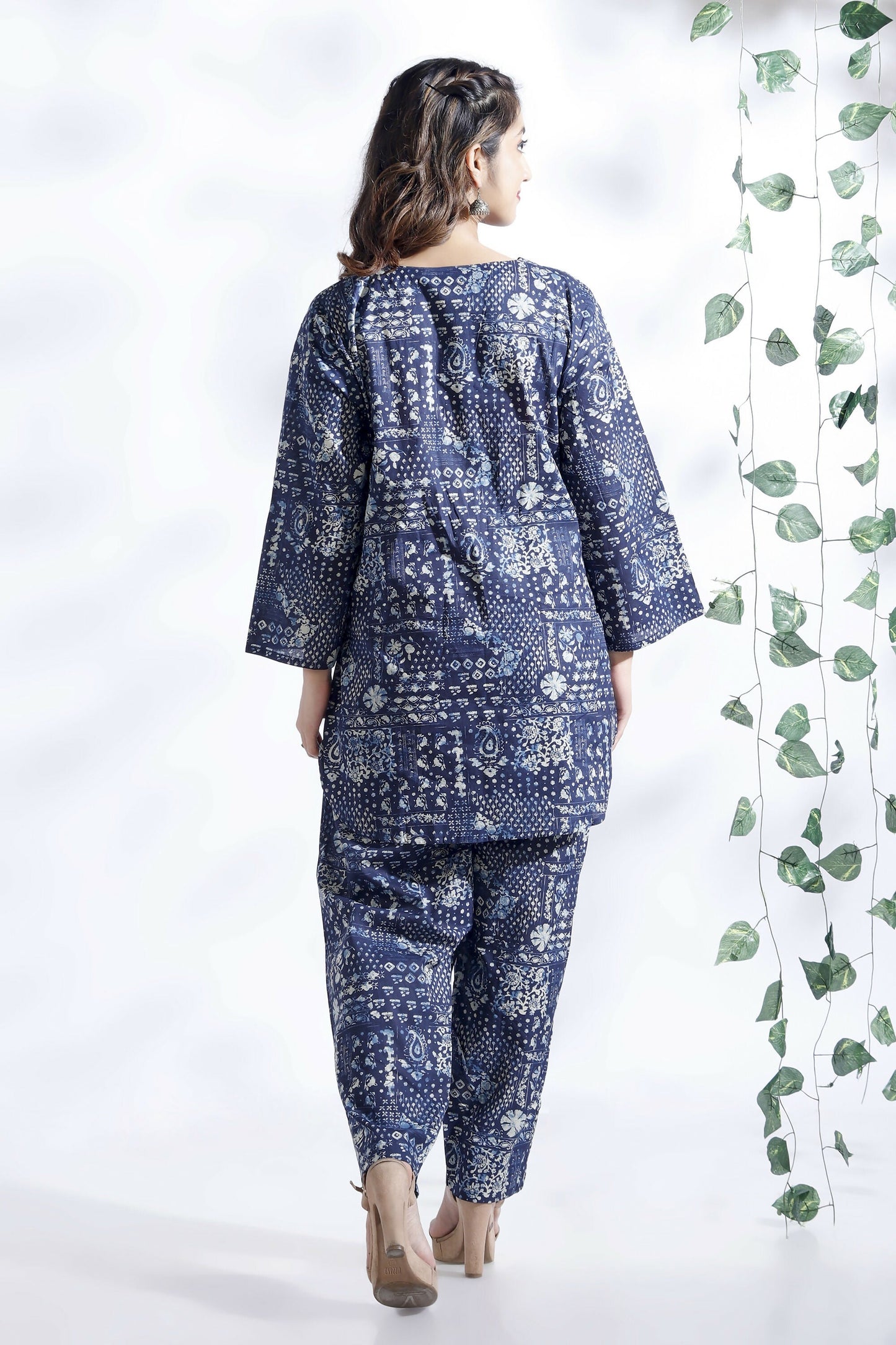 Breathables Abstract Cotton Co-Ord Set – Blue