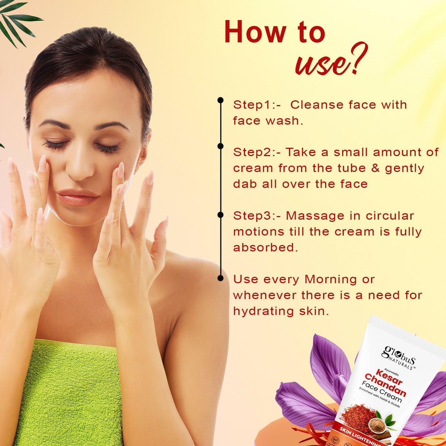 Globus Naturals Daily Glow Kesar Chandan Face Cream with SPF, Skin Lightening Formula For All Skin Types
