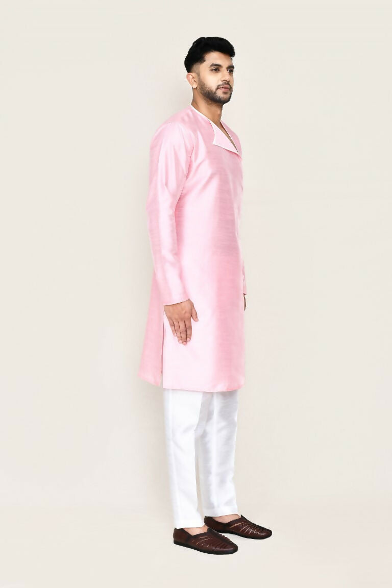 Joban Fashion Pink Colored Art Silk Fabric Kurta With Straight Fit Pant