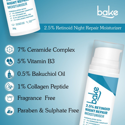 Bake 2.5% Retinoid Night Cream Bakuchiol Oil