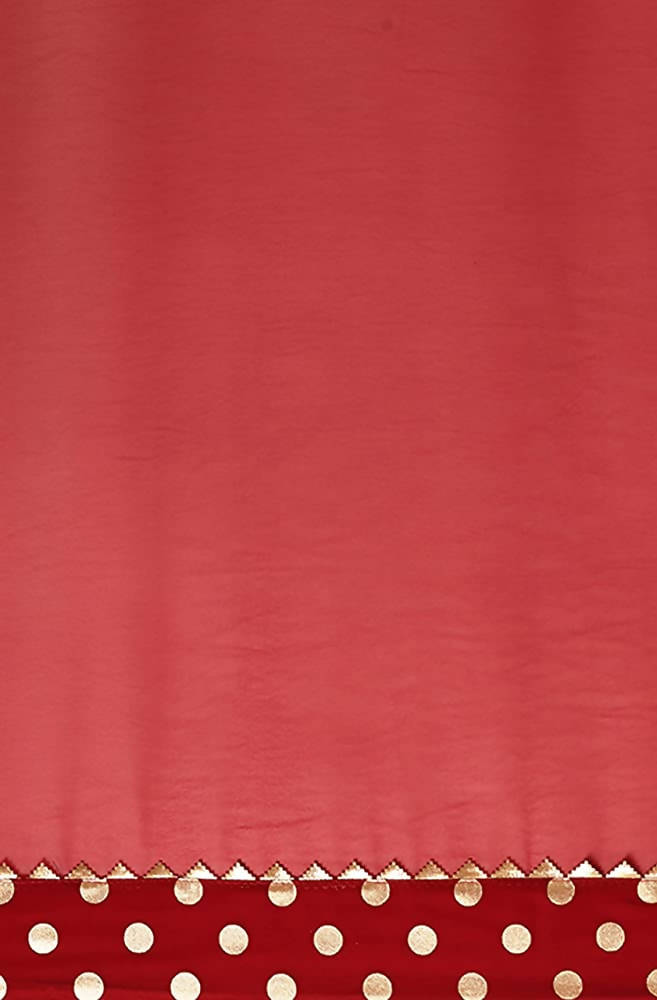 Janasya Women Women's Red Poly Georgette Printed Saree With Blouse Piece