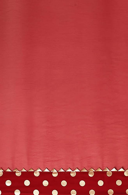 Janasya Women Women's Red Poly Georgette Printed Saree With Blouse Piece