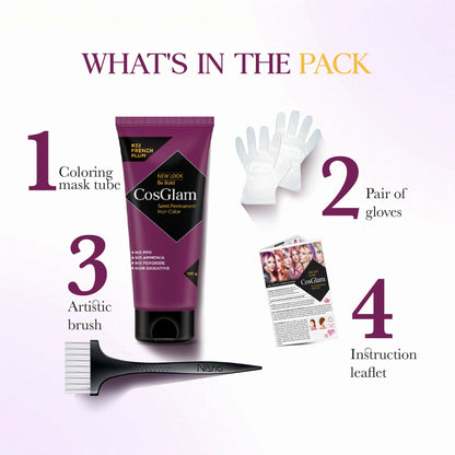 Cosglam Semi Permanent Hair Color for Women & Men (#22 French Plum)