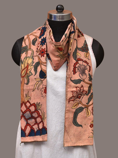 Light Peach Kalamkari Hand Painted Sico Stole with Tree of Life Design - Global Threads