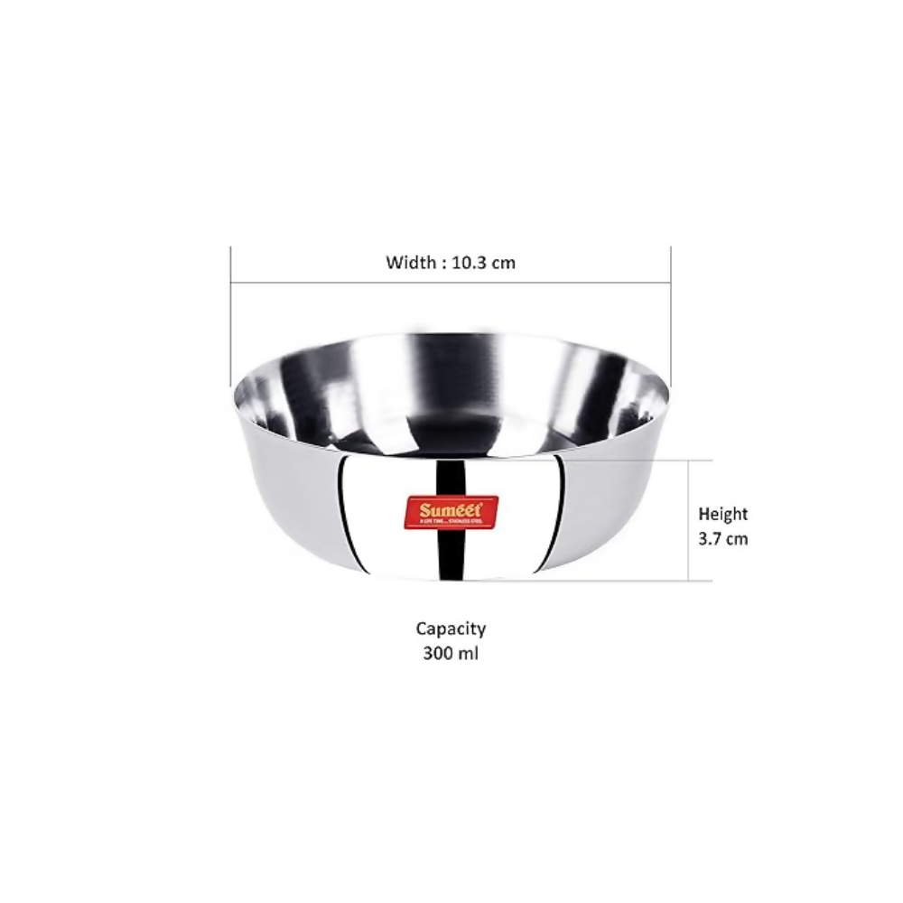 Sumeet Stainless Steel Heavy Gauge Solid Bowl Wati Set with Mirror Finish
