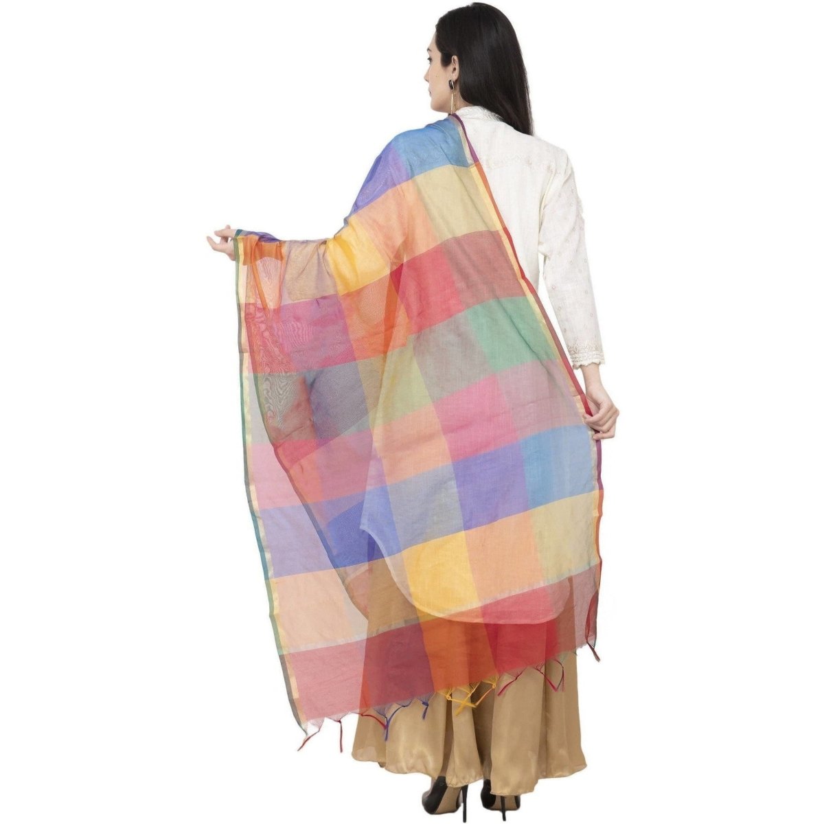 A R Silk Chanderi Multi Box Multi Box Multi Color Dupatta or Chunni
