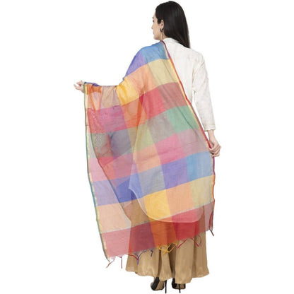 A R Silk Chanderi Multi Box Multi Box Multi Color Dupatta or Chunni