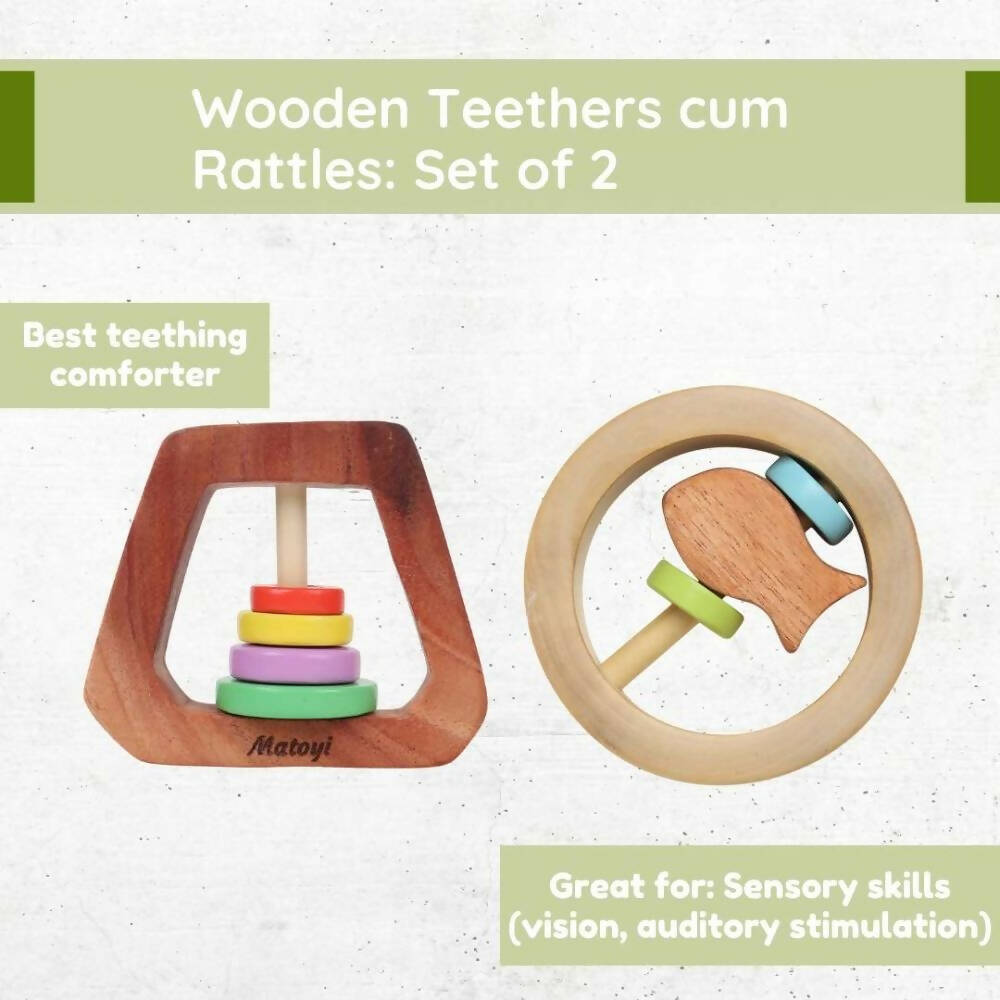 Matoyi Rattles Combo For Kids - (Trapezium & Fish)