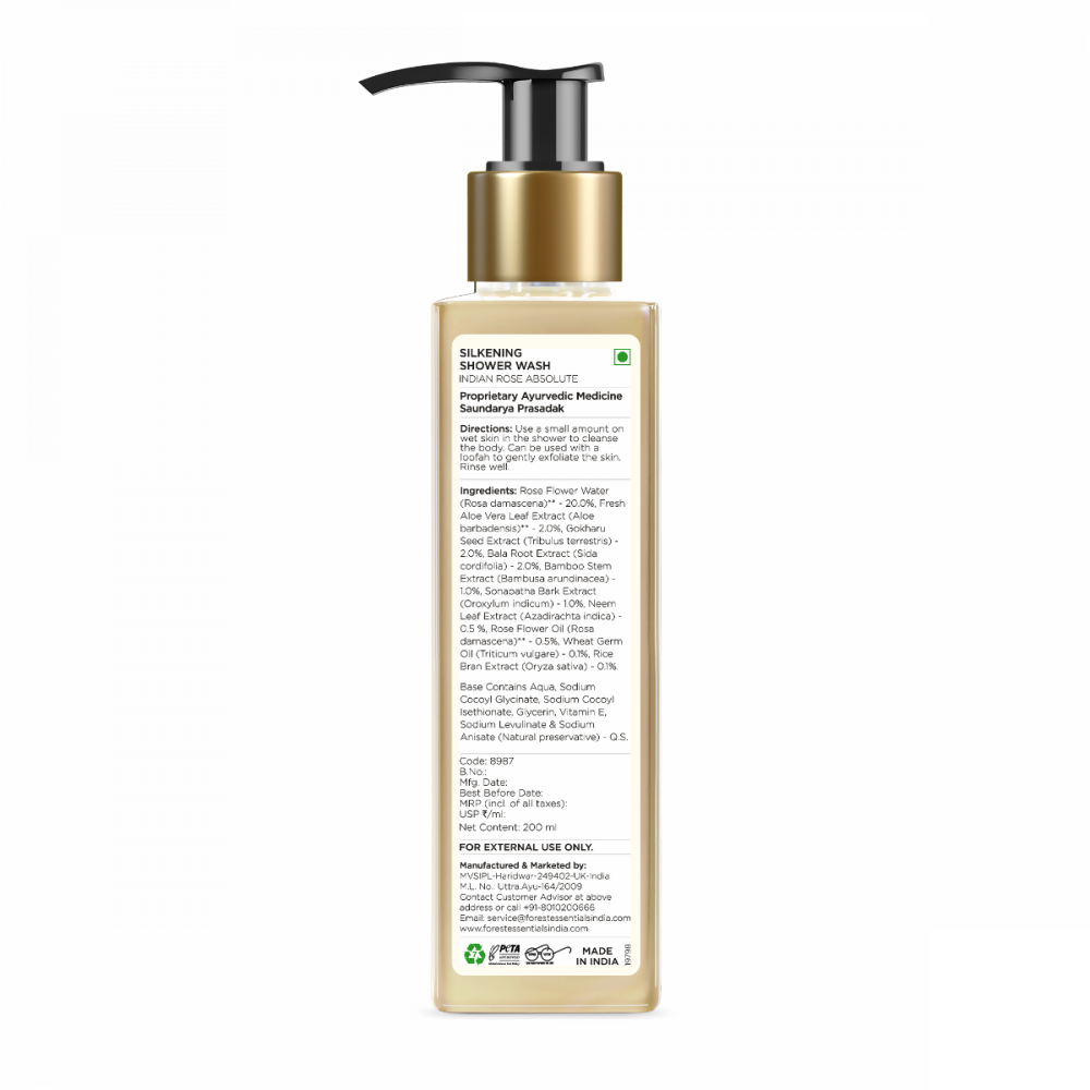 Forest Essentials Travel Size Silkening Shower Wash Indian Rose Absolute