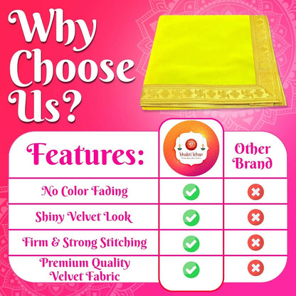 Bhakti Lehar Large Yellow Velvet Pooja Aasan Cloth – 20 x 40 Inch