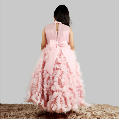 Pink Cow Fashions Old Rose Gown With Frill Ghera
