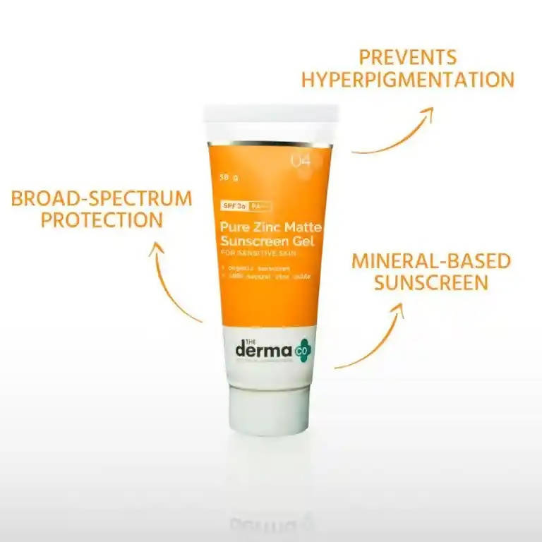 The Derma Co Pure Zinc Matte Sunscreen Gel for Sensitive Skin - 50 gms
