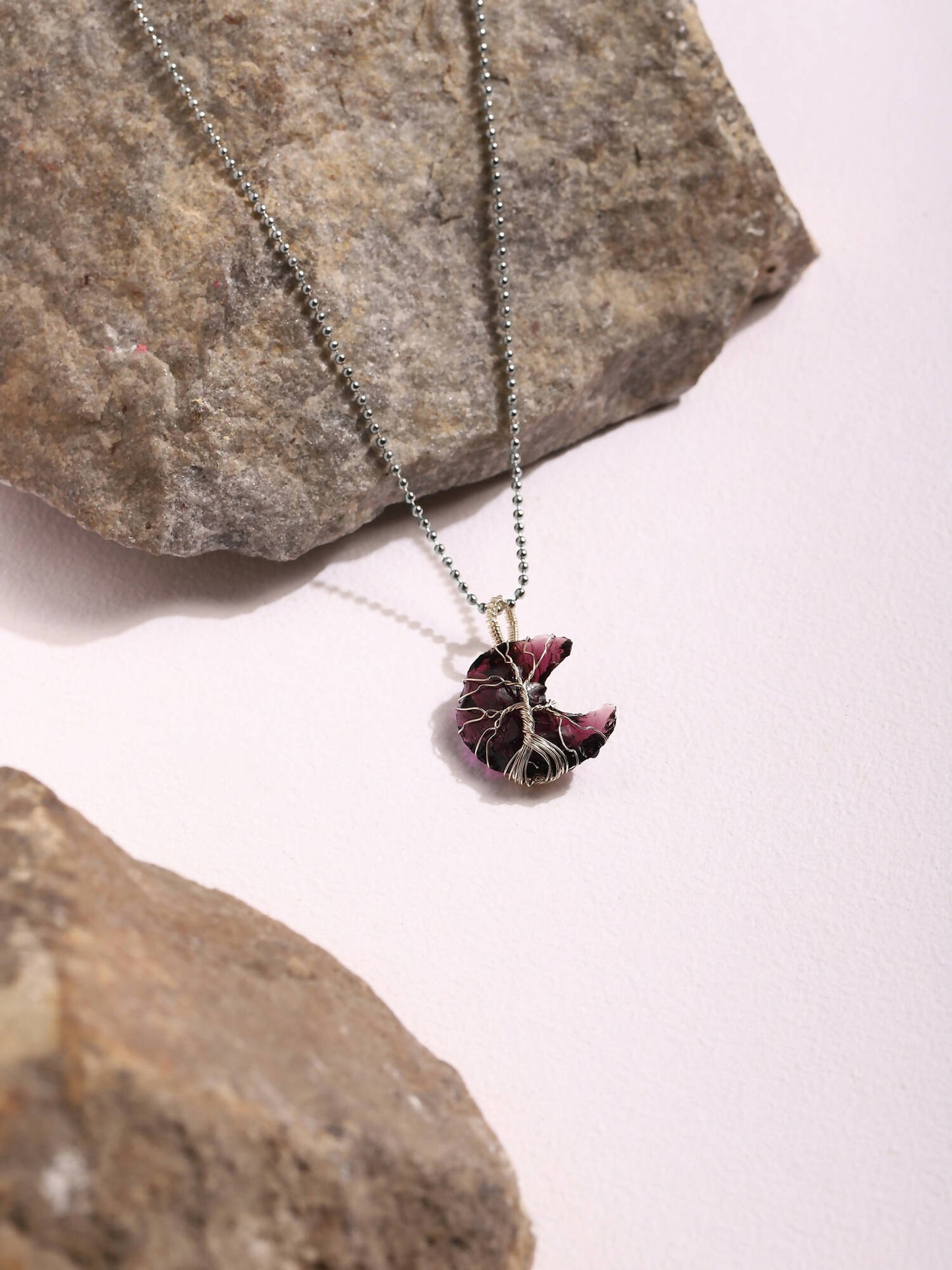 Women's Silver-Toned Purple Silver-Plated Handcrafted Chain - Ruby Raang
