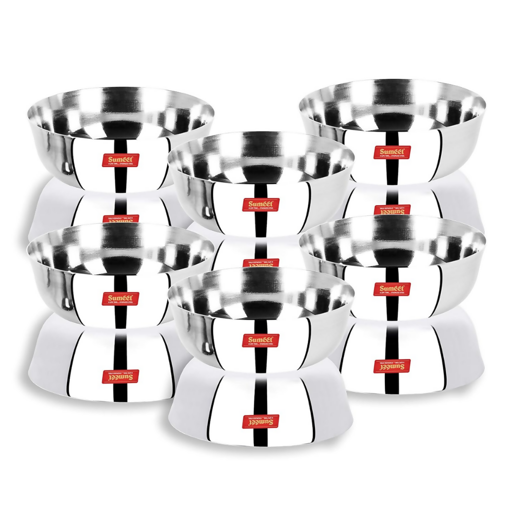 Sumeet Stainless Steel Heavy Gauge Solid Bowl Wati Set with Mirror Finish