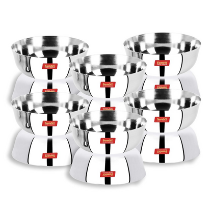 Sumeet Stainless Steel Heavy Gauge Solid Bowl Wati Set with Mirror Finish