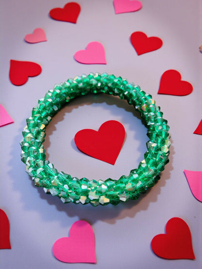 Inhanns Unisex Crystal Bloom – Adjustable Crystal Bead Bracelets - Sea Green