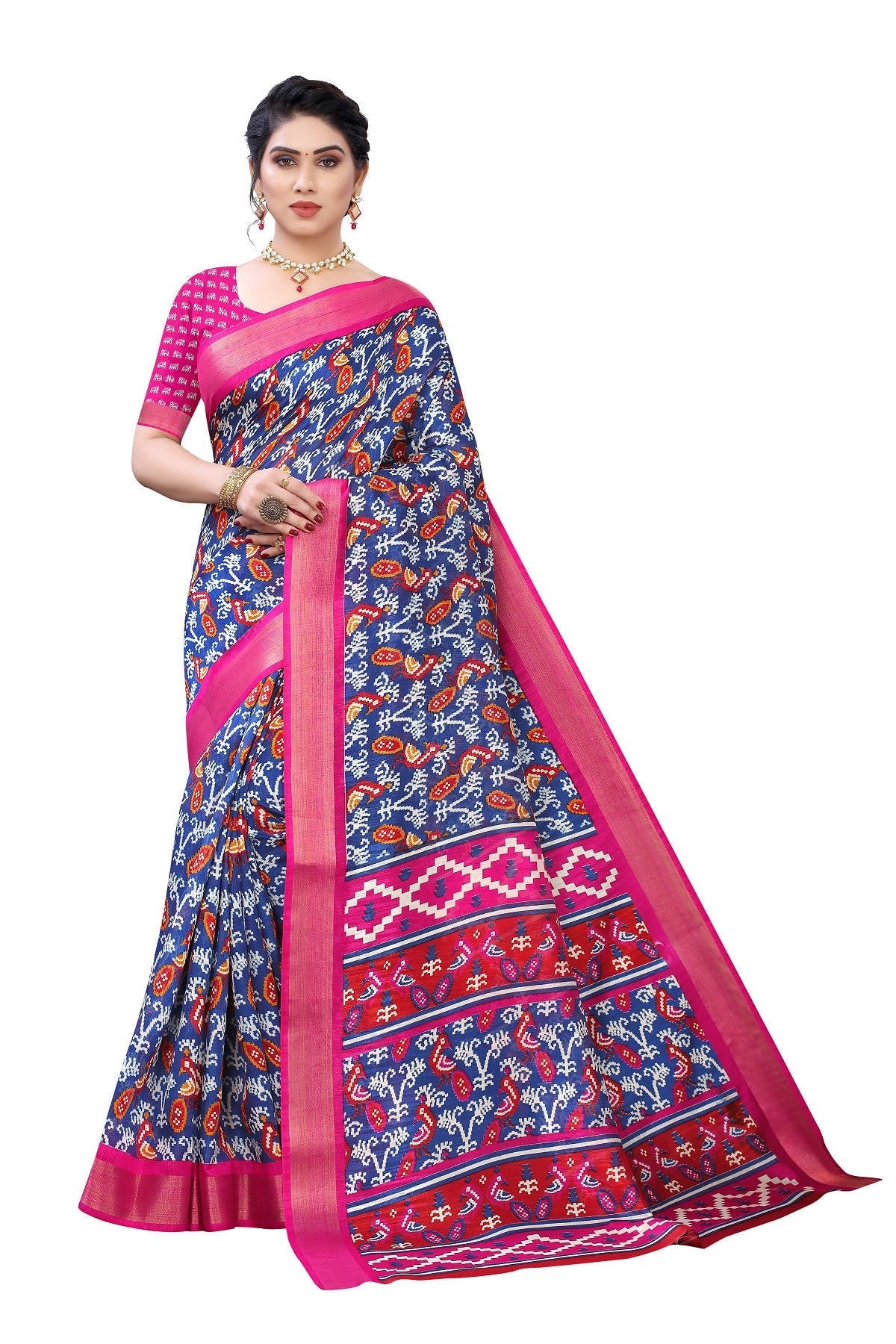 Vamika Blue Linen Jari Border Saree (JANKI Blue)