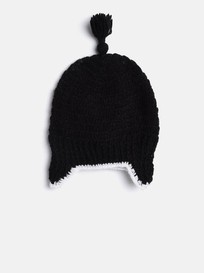 Chutput Kids Woollen Hand Knitted Googly Eyes Detail Cap - Black