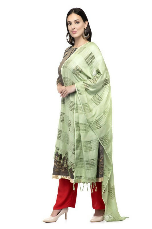 Mominos Fashion Moeza Window Design Pista Green Cotton Duppata
