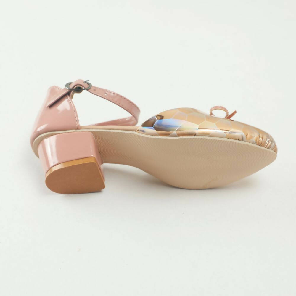 Tiny Bugs Girls Party Wear Ballerinas Heels - Peach