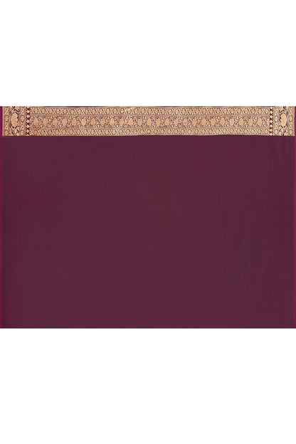 Joban Fashion Wine Banarasi Soft Pure Handloom Banarasi Silk Saree