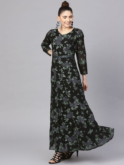 Ahalyaa Black Georgette Anarkali Kurta With Dupatta