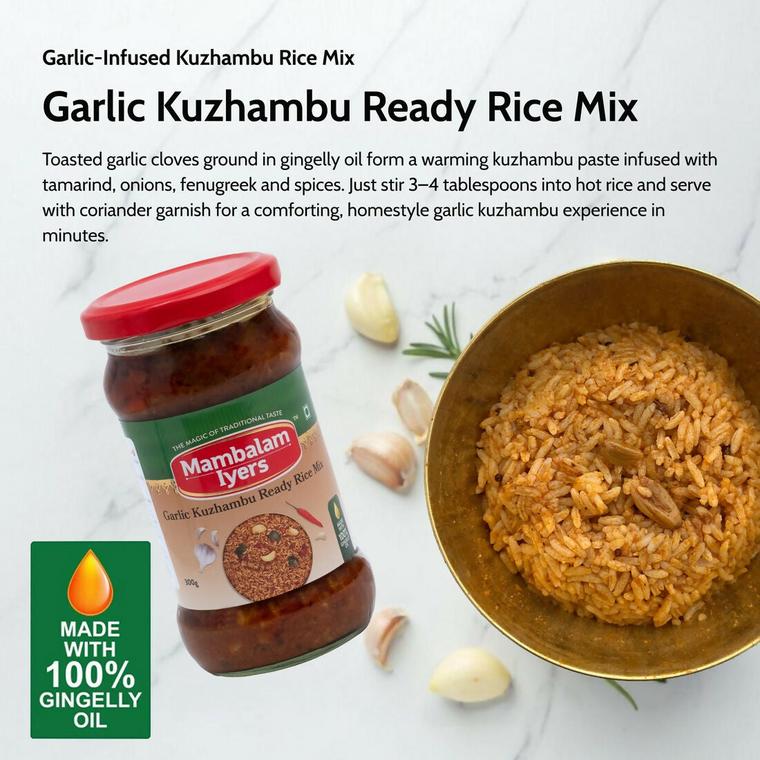 Mambalam Iyers Garlic Kuzhambu Ready Rice Mix