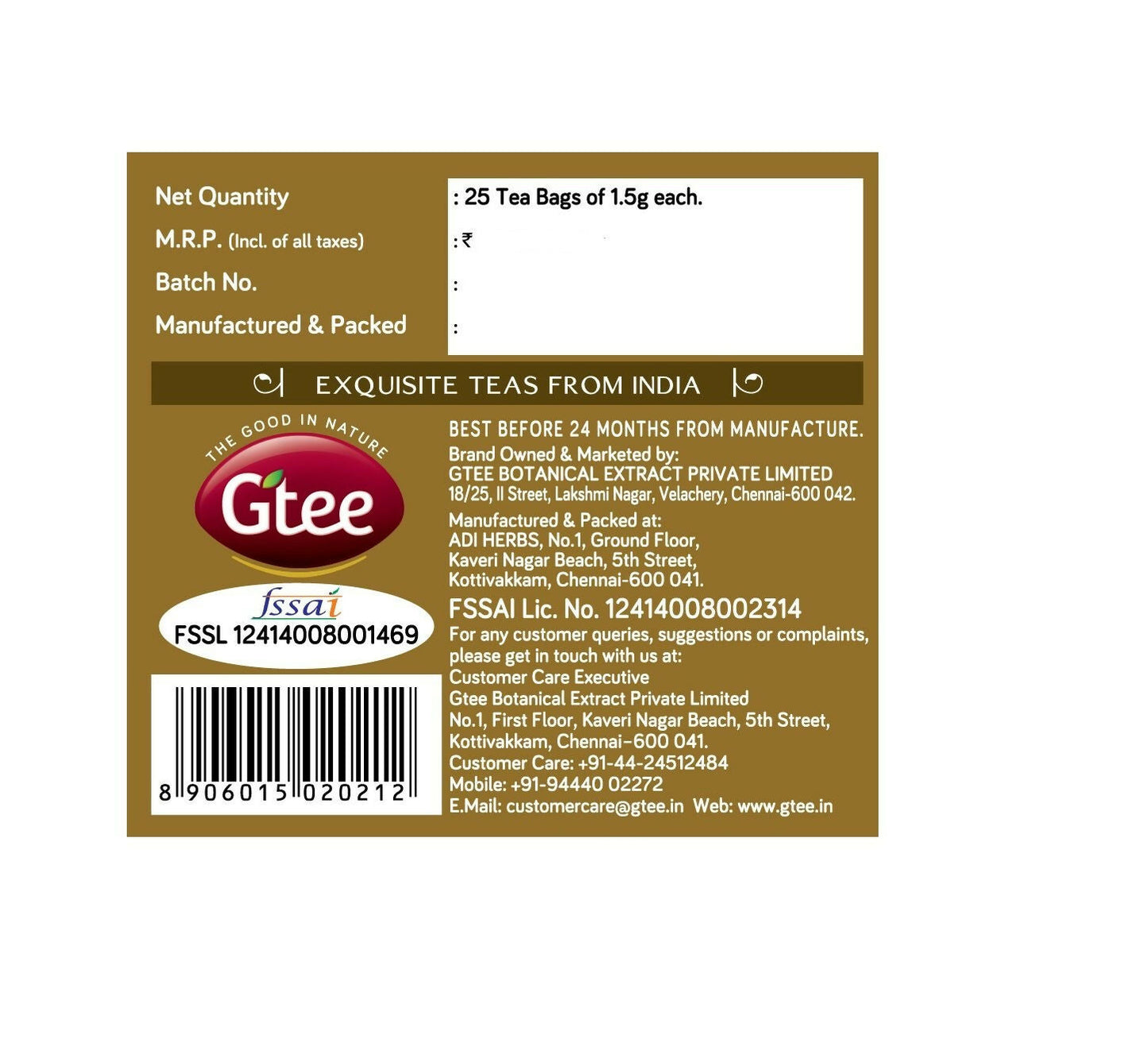 Gtee Green Tea Bags - Ginseng