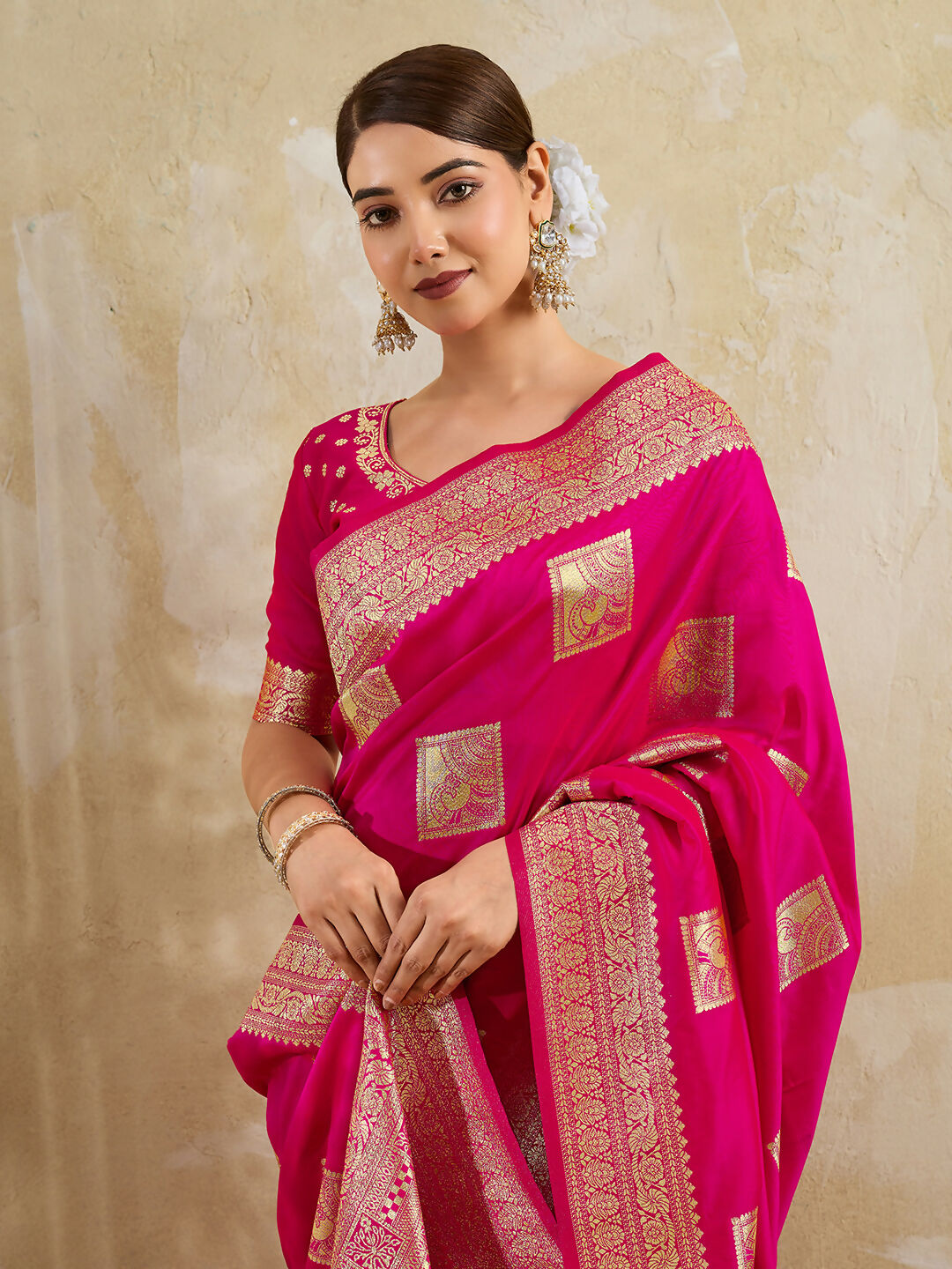Shree Shyam Fashion Magenta Silk Blend Saree