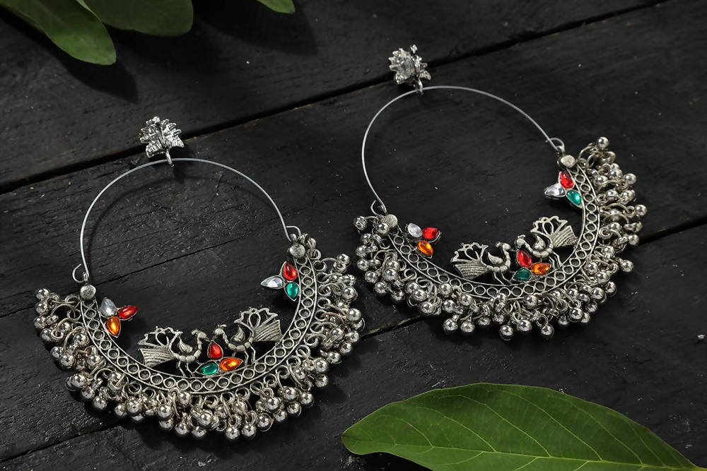 Mominos Fashion Johar Kamal Beautiful Peacock Design Chandbali Earrings