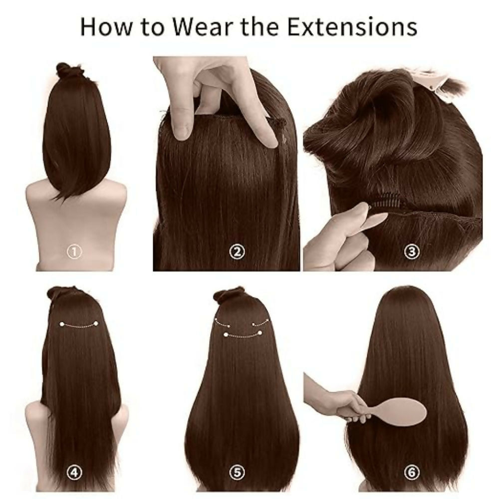 Bronson Professional 24 Clip-In Hair Extensions Dark Brown Straight Hair - Volume - 2