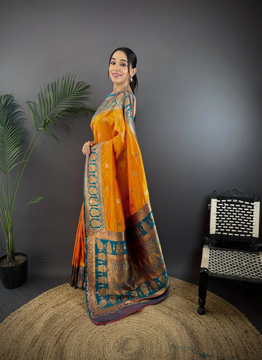 Joban Fashion Teal Butti Banarasi Silk Sarees