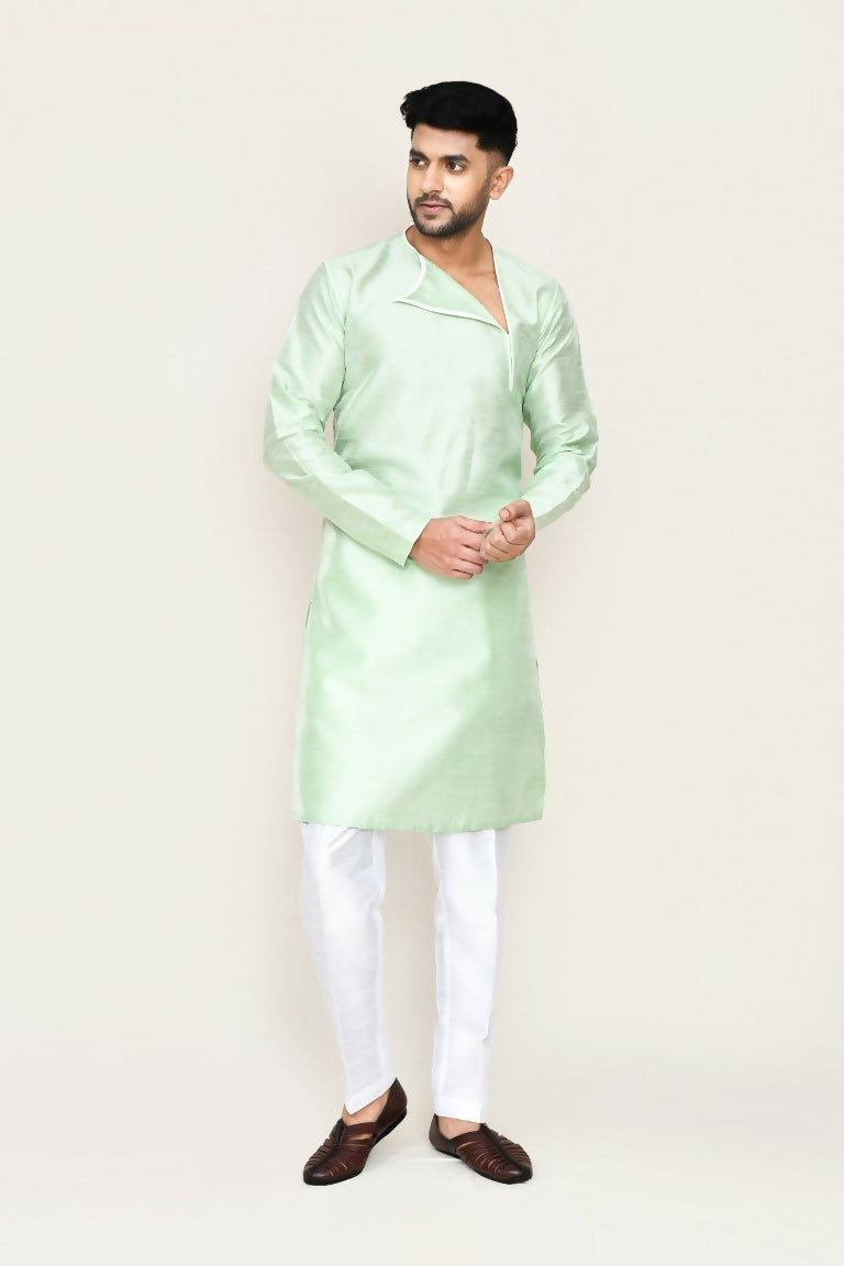 Joban Fashion Green Colored Art Silk Fabric Kurta With Straight Fit Pant