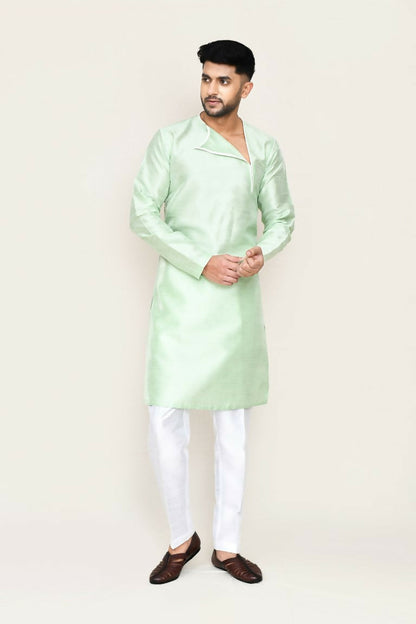 Joban Fashion Green Colored Art Silk Fabric Kurta With Straight Fit Pant
