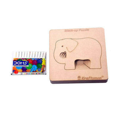 Kraftsman Stack up Puzzles/ Layered Puzzle Elephant Shape for Kids | Color Kit Included | 6 Pieces Puzzle