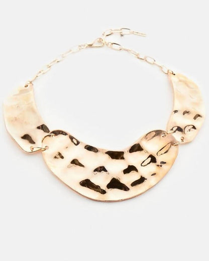 Bling Accessories Textured Metal Choker Necklace