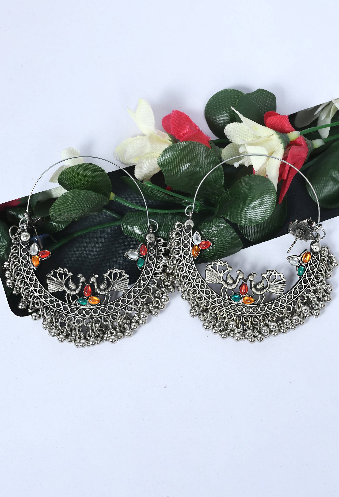 Mominos Fashion Johar Kamal Beautiful Peacock Design Chandbali Earrings